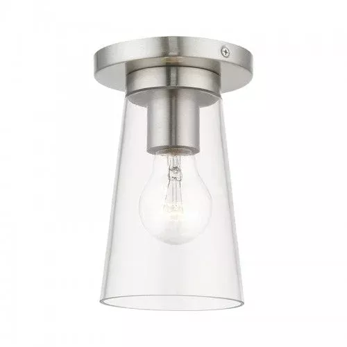 1 Light Brushed Nickel Small Flush Mount
