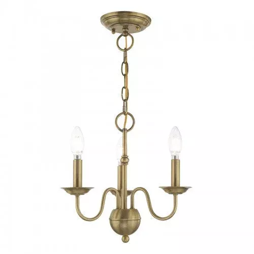 3 Light Antique Brass Chandelier