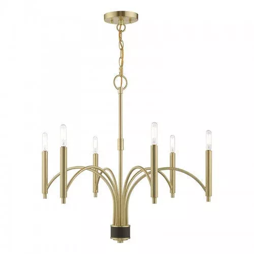 6 Light Satin Brass Chandelier