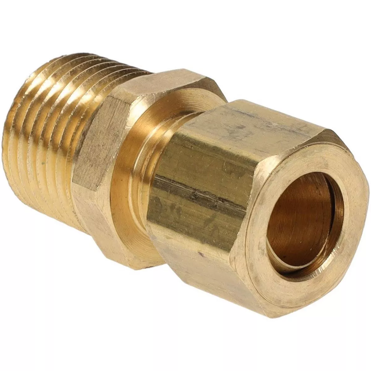 Compression Tube Tank Fitting: 1/2-14, 1/2" Tube OD, Compression x MNPTF
