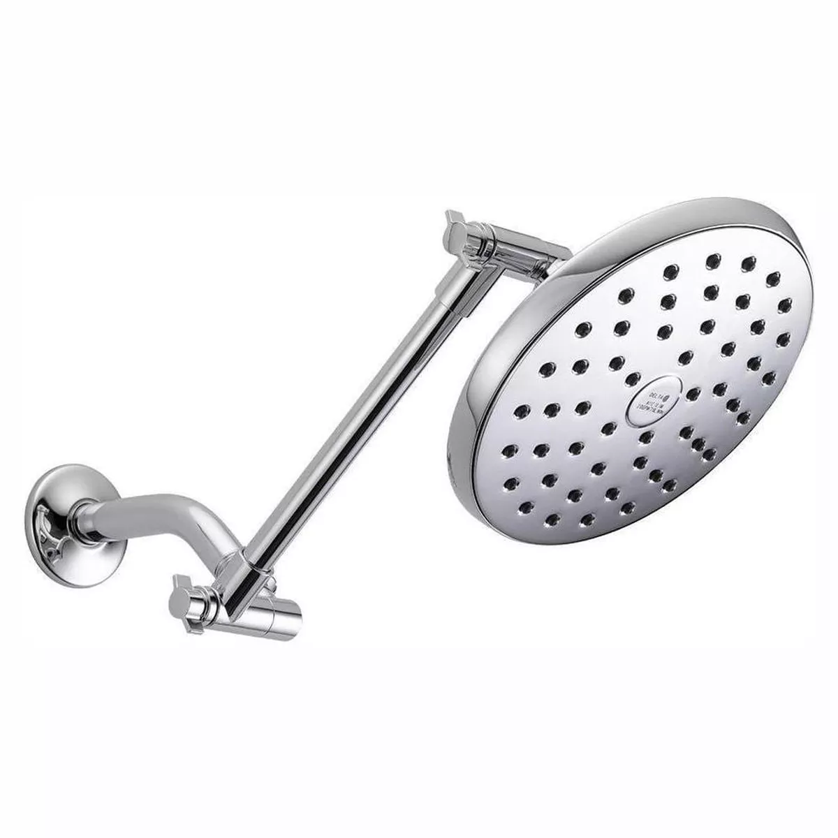 Delta 1-Spray 7.5 in. Single Wall-Mount Fixed Rain Shower Head with Adjustable Arm, Chrome