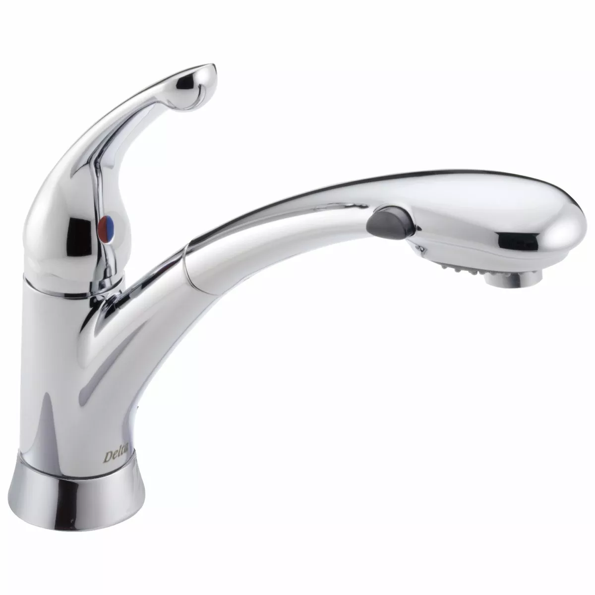 Delta Signature Chrome 1-Handle Deck-Mount Pull-Out Kitchen Faucet with Deck Plate