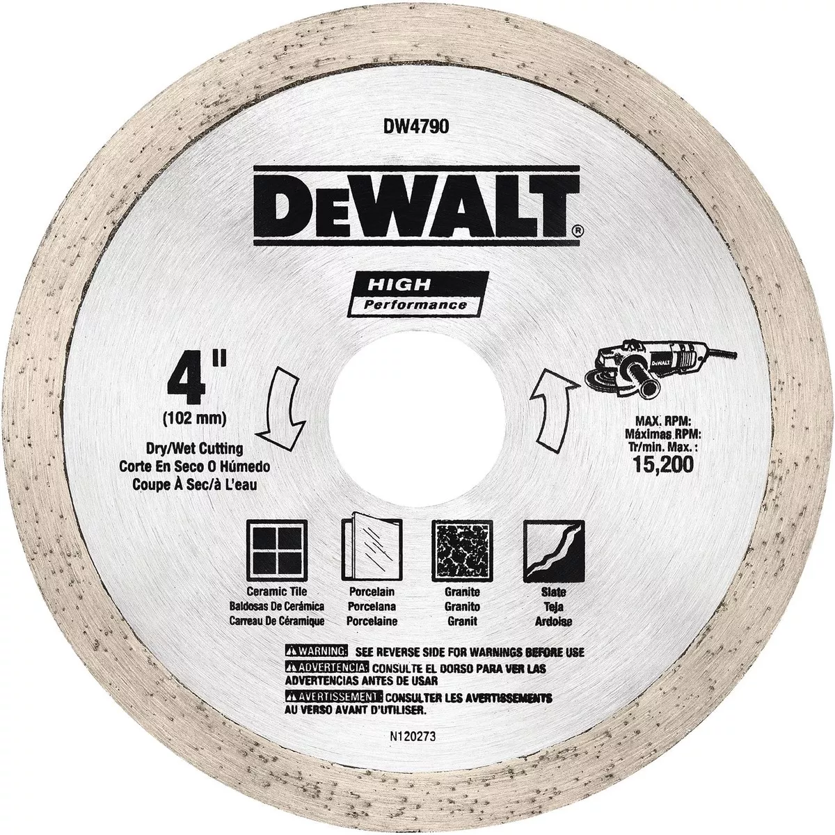 DEWALT 4-in High-Performance Tile Cutting Blade, Aluminum Oxide