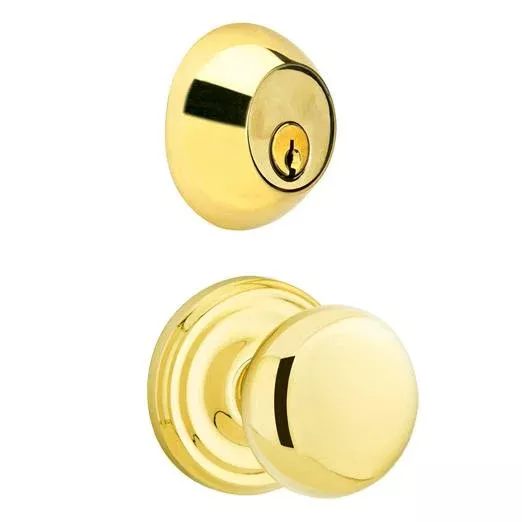 Emtek Regular Entryway Set with Providence Round Brass Knob (Several Finishes Available)