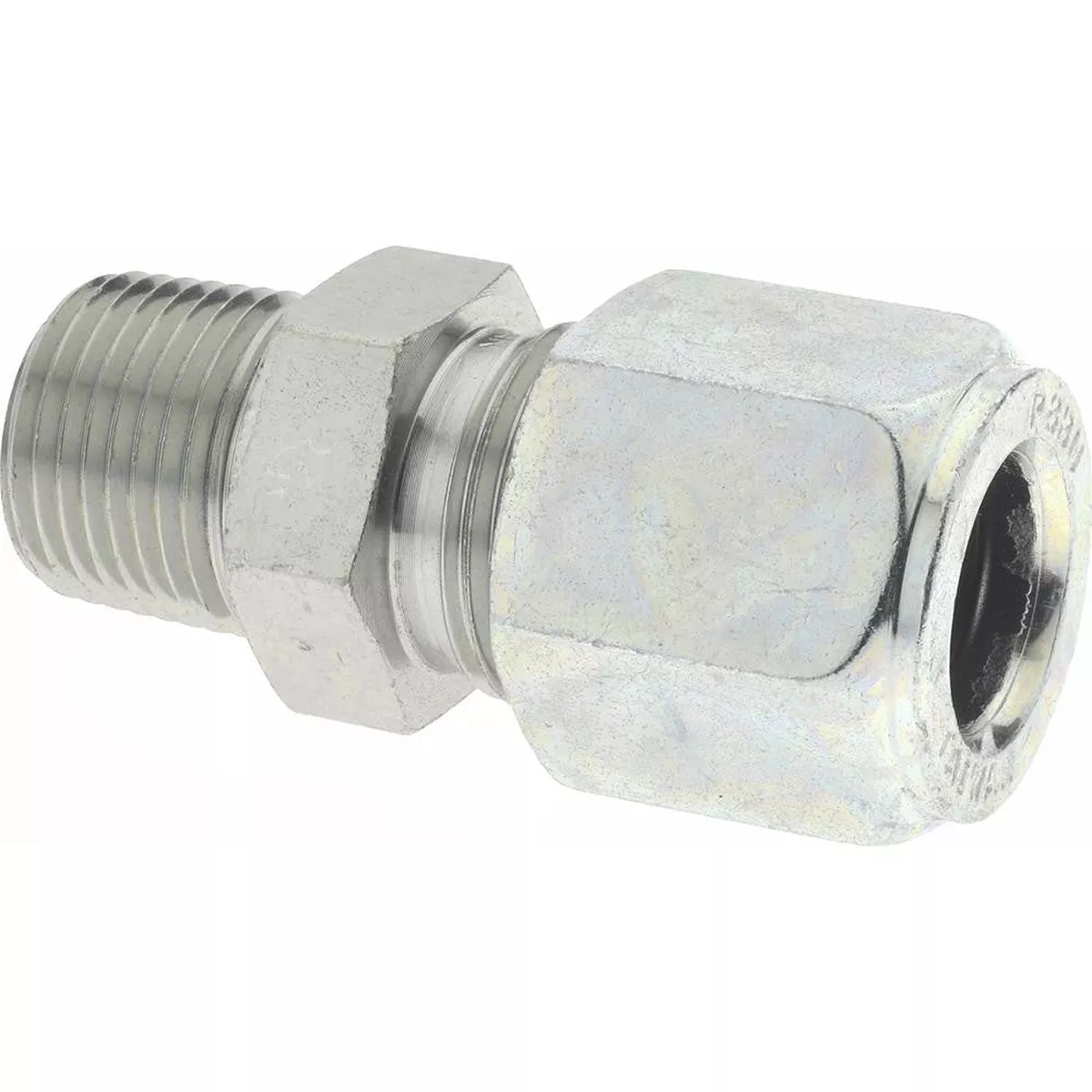 Flareless Bite-Type Tube Male Connector: 3/4" NPT, 22 mm Tube OD, Steel