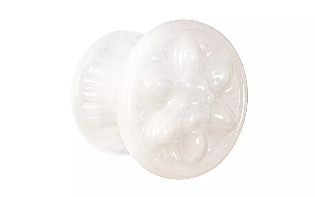 "Flower" Style Glass Knob ~ Translucent White - Opal