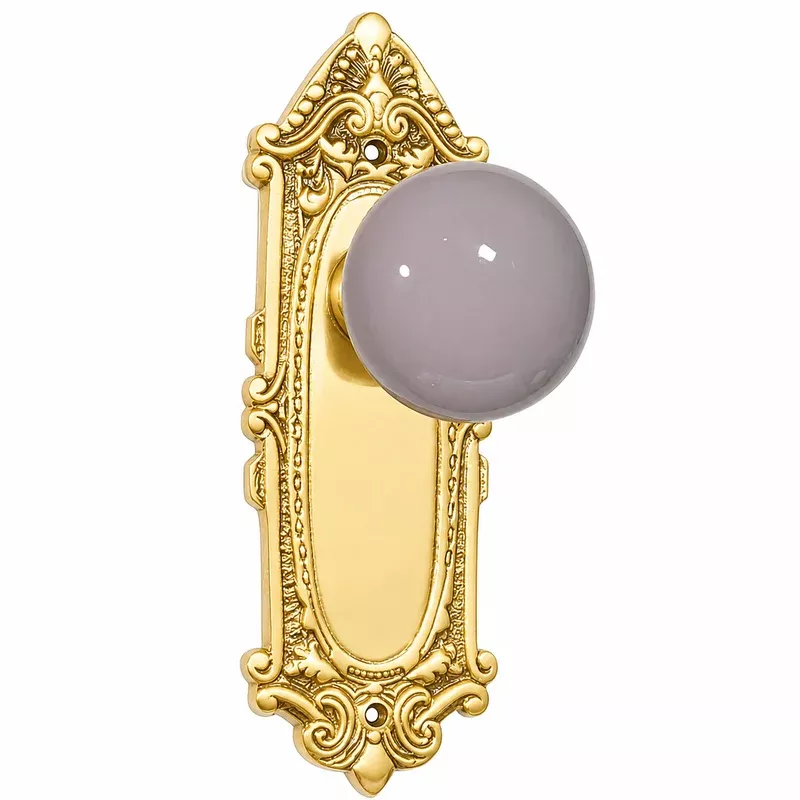 Grey Porcelain Door Knob Set with Largo Design Backplate