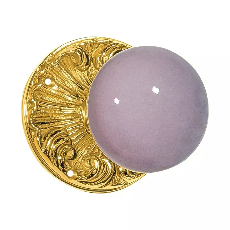 Grey Porcelain Door Knob Set with Romanesque Rosette