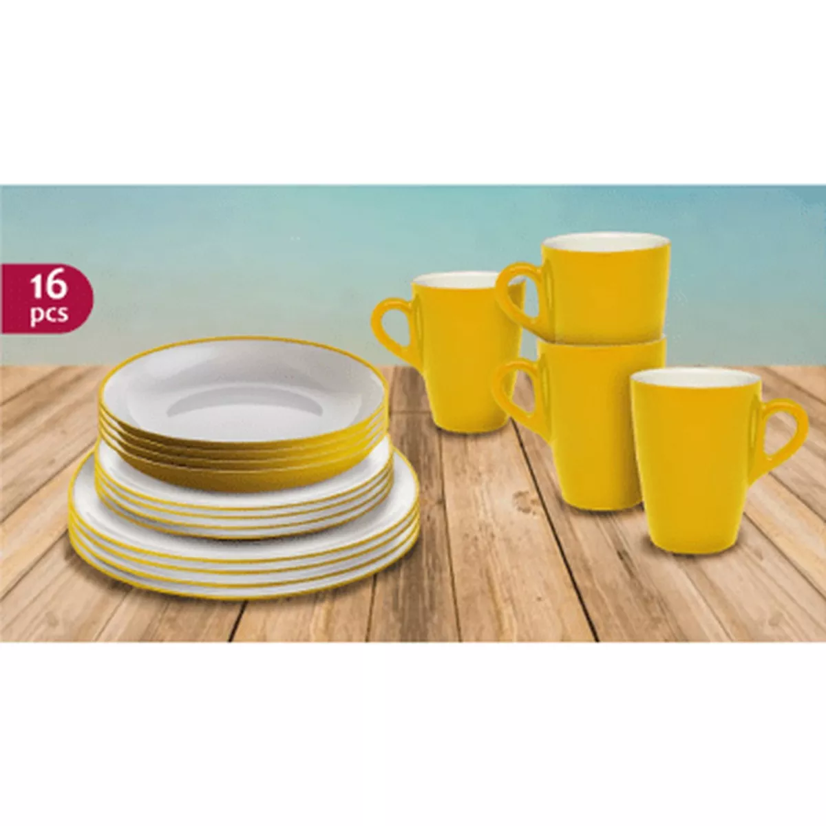 Melamine Eat Pop 16pc Set (yellow)