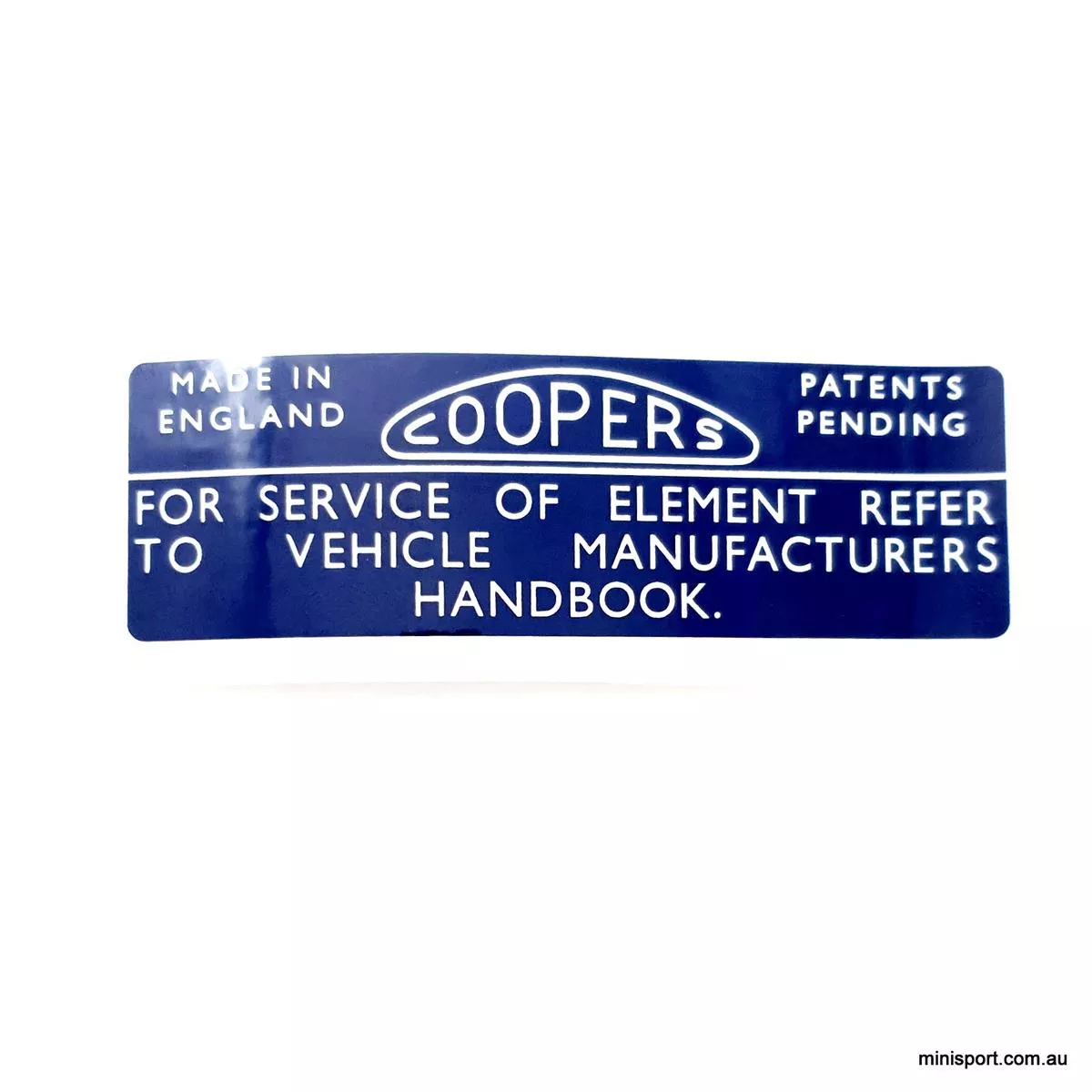 MINI COOPER & 'S' BLUE AIR FILTER STICKER - ST120