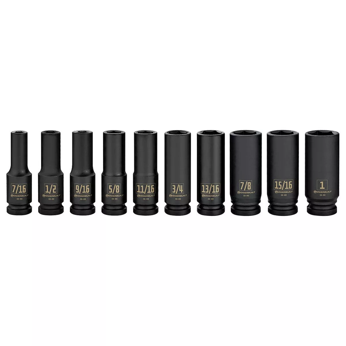 Powerbuilt 1/2in Dr 10pc Imperial Deep Impact Socket Set
