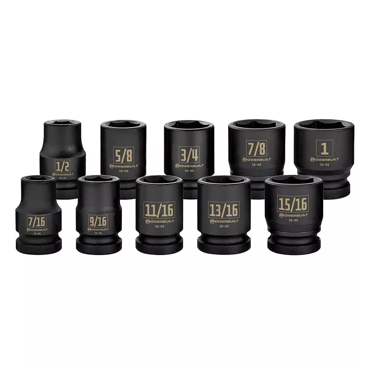 Powerbuilt 1/2in Dr 10pc Imperial Impact Socket Set