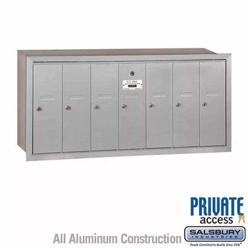 Salsbury Industries 3507-RP Vertical Mailbox 7 Doors Recessed Mounted Private Access